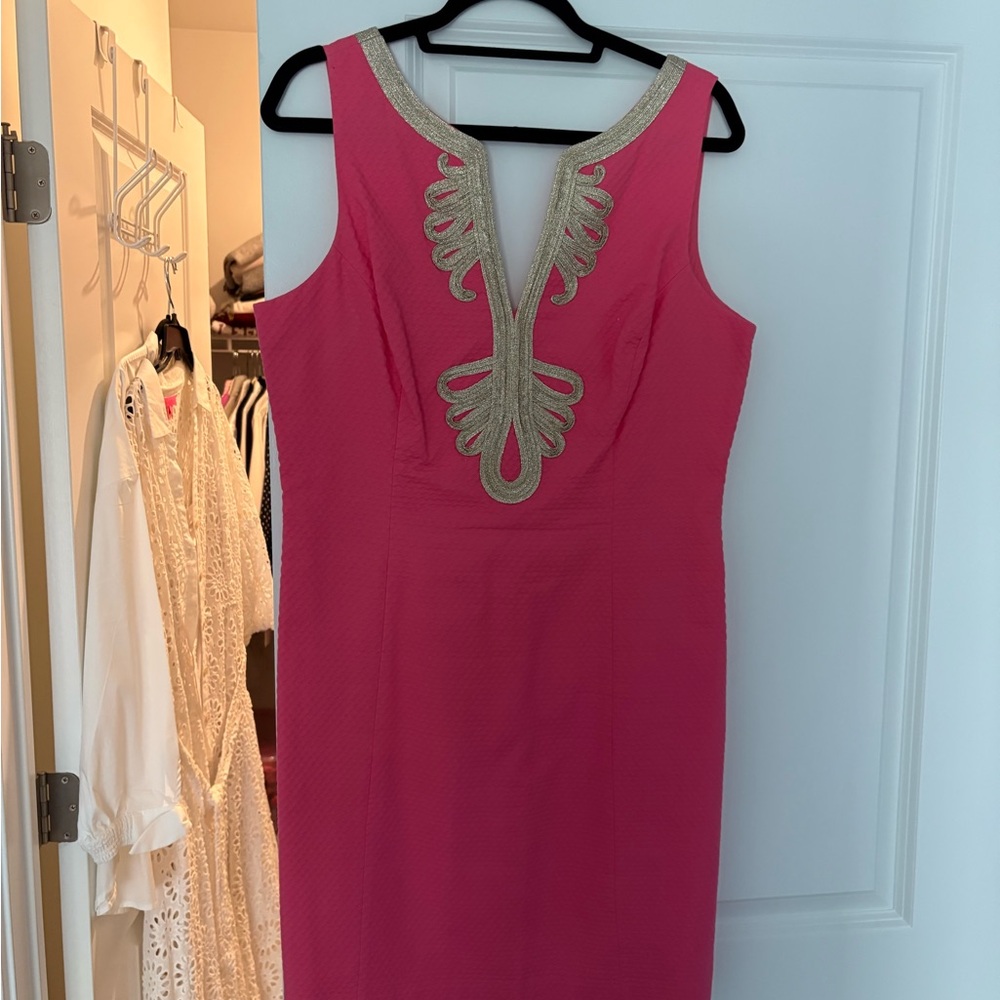 Lilly Pulitzer Sleeveless Pink Embellished Sheath Dress